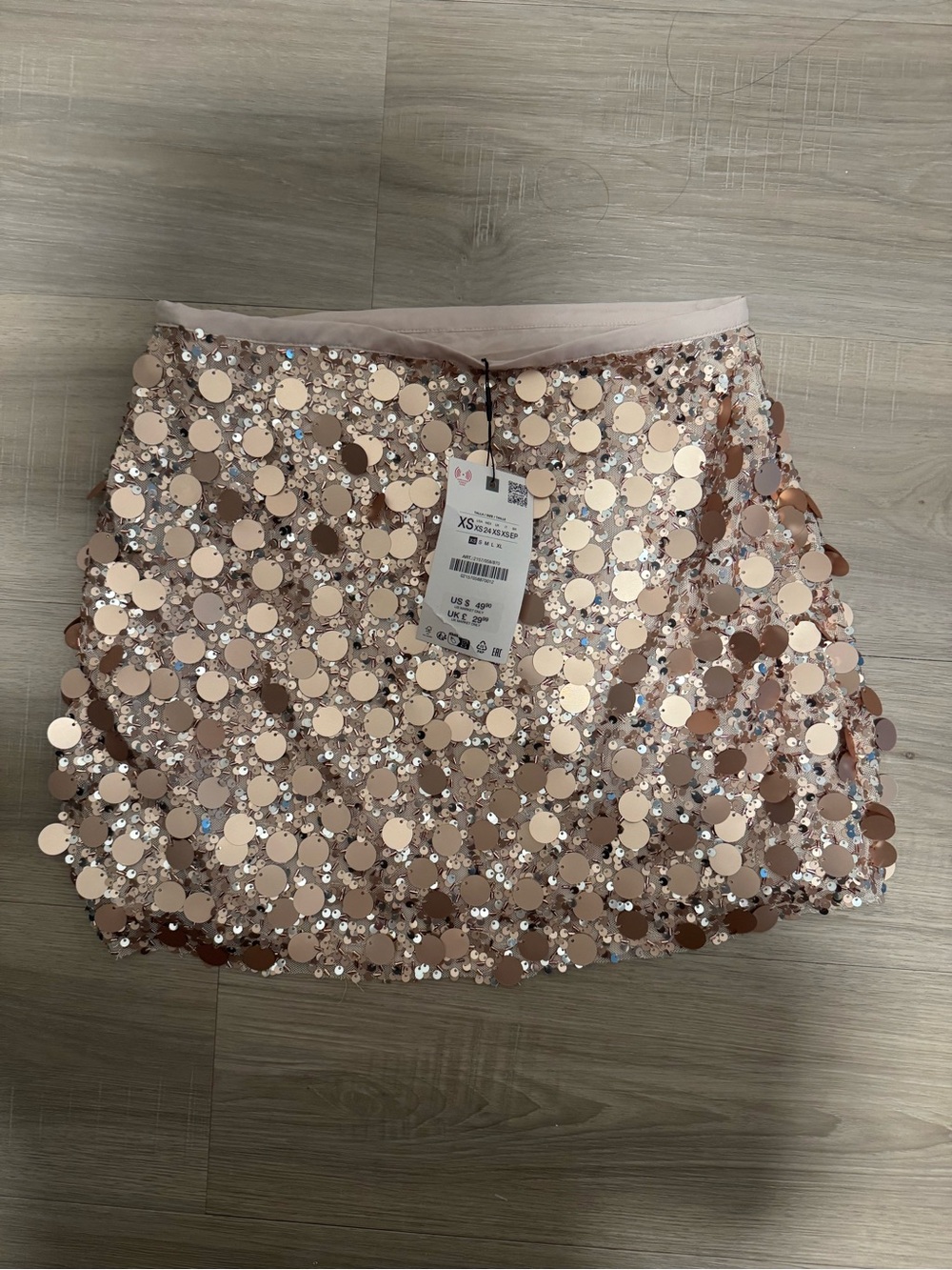 Zara Rose Gold Sequin Mini Skirt - Sparkling Party Skirt (New with Tag)
